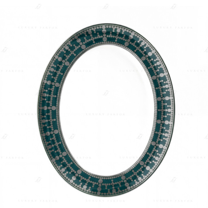 Блюдо овальное 40см коллекции Tiara Bleu Paon Platin бренда Haviland