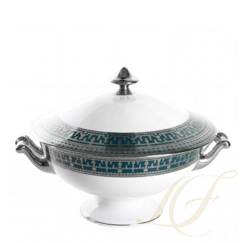 Супница 2л коллекции Tiara Bleu Paon Platin бренда Haviland