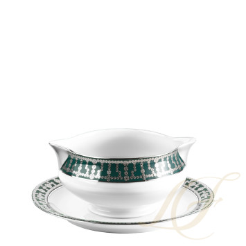 Соусник с подставкой 0,3л коллекции Tiara Bleu Paon Platin бренда Haviland
