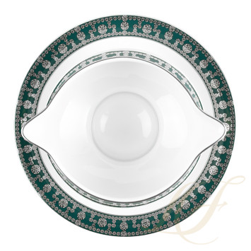 Соусник с подставкой 0,3л коллекции Tiara Bleu Paon Platin бренда Haviland