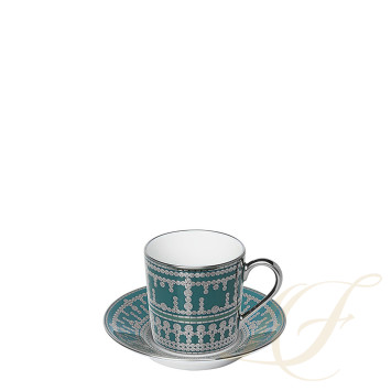 Чашка кофейная с блюдцем 0,075л коллекции Tiara Bleu Paon Platin бренда Haviland
