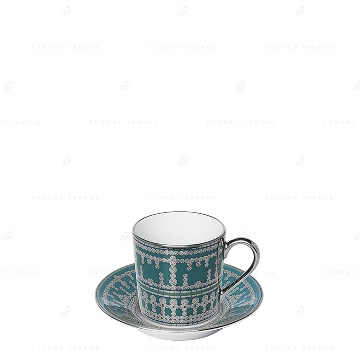 Чашка кофейная с блюдцем 0,075л коллекции Tiara Bleu Paon Platin бренда Haviland