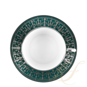 Чашка для завтрака с блюдцем 0,3л коллекции Tiara Bleu Paon Platin бренда Haviland