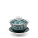 Чашка чайная с блюдцем и крышкой 0,13л коллекции Tiara Bleu Paon Platin бренда Haviland