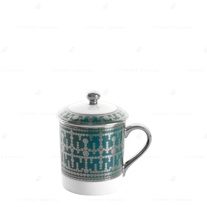Кружка с крышкой 0,27л коллекции Tiara Bleu Paon Platin бренда Haviland