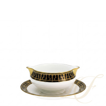 Соусник с подставкой 0,3л коллекции Tiara Noir Or бренда Haviland