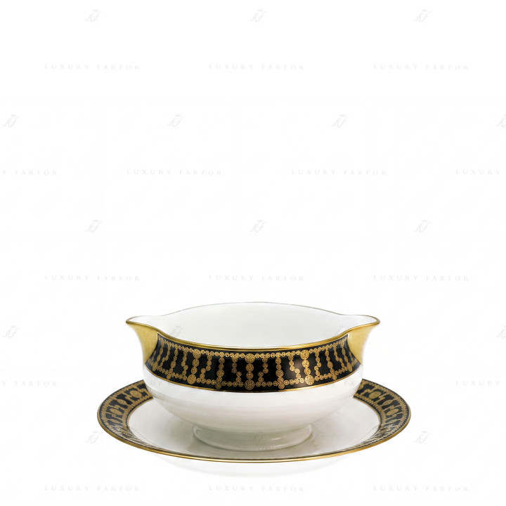 Соусник с подставкой 0,3л коллекции Tiara Noir Or бренда Haviland