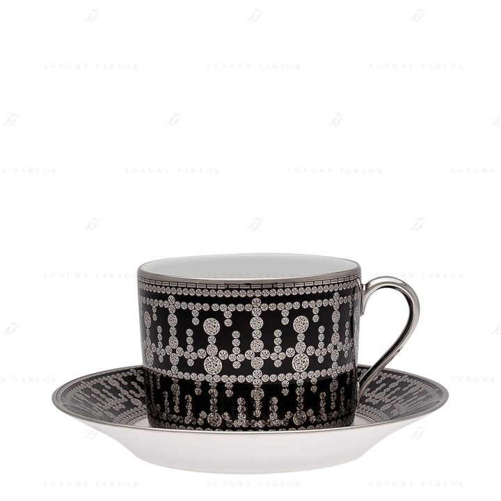 Чашка для завтрака с блюдцем 0,3л коллекции Tiara Noir Platin бренда Haviland