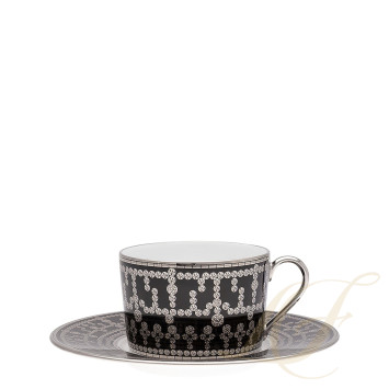 Чашка чайная с блюдцем 0,14л коллекции Tiara Noir Platin бренда Haviland