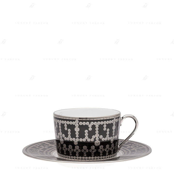 Чашка чайная с блюдцем 0,14л коллекции Tiara Noir Platin бренда Haviland