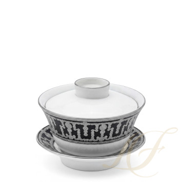 Чашка чайная с блюдцем и крышкой 0,13л коллекции Tiara Noir Platin бренда Haviland