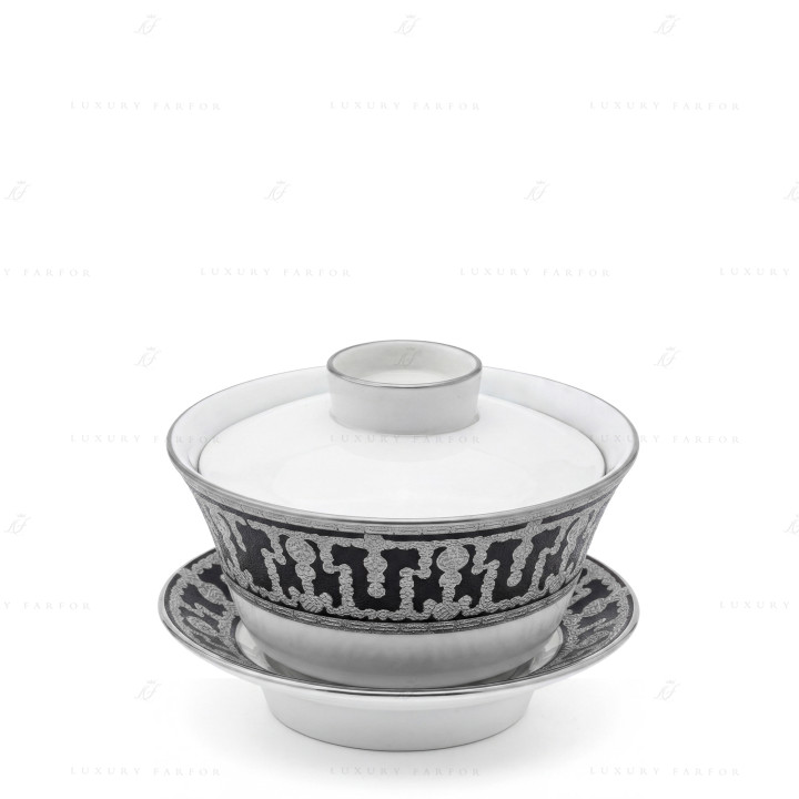 Чашка чайная с блюдцем и крышкой 0,13л коллекции Tiara Noir Platin бренда Haviland