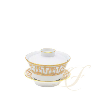 Чашка чайная с блюдцем и крышкой 0,13л коллекции Tiara Or бренда Haviland