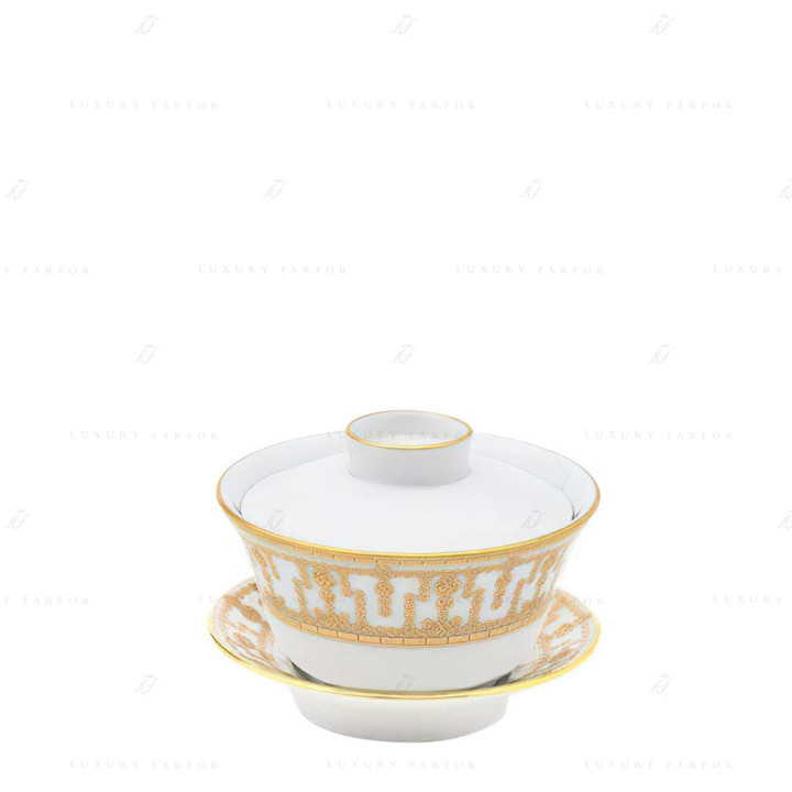 Чашка чайная с блюдцем и крышкой 0,13л коллекции Tiara Or бренда Haviland