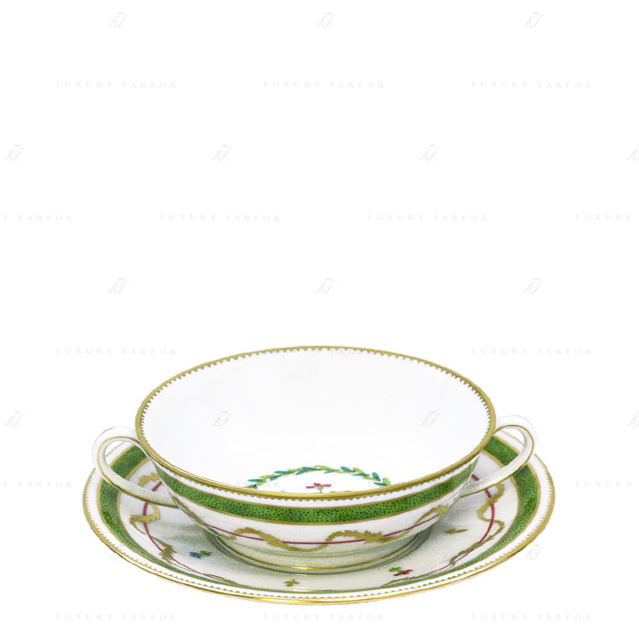 Чаша суповая с блюдцем 16см коллекции Vieux Paris Vert бренда Haviland