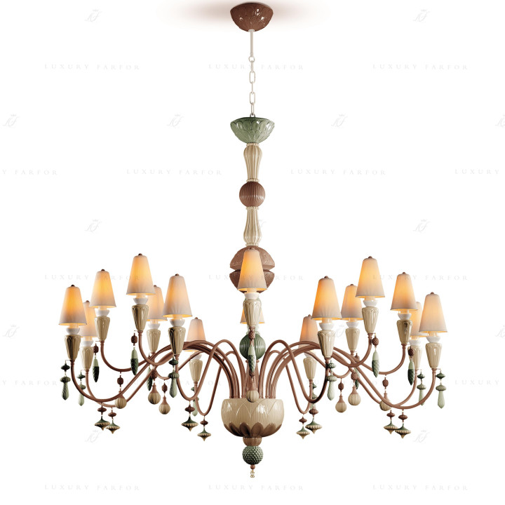 Люстра на 16 свечей (розовый / зеленый) 148 х 150см коллекции Ivy & Seed бренда Lladro