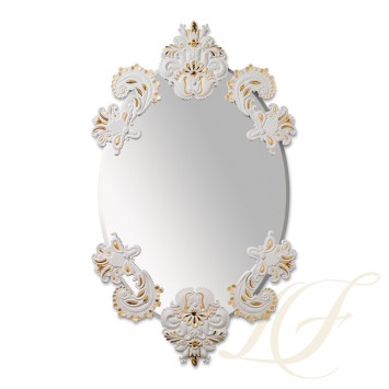 Зеркало овальное без рамки (белый / золотой) 92 x 53см коллекции Mirrors (Лимитированная серия) бренда Lladro