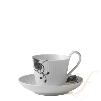 Чашка с блюдцем 0,25л коллекции Black Fluted Mega бренда Royal Copenhagen