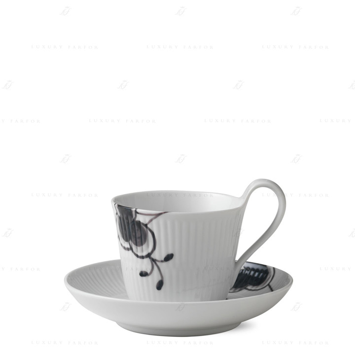 Чашка с блюдцем 0,25л коллекции Black Fluted Mega бренда Royal Copenhagen