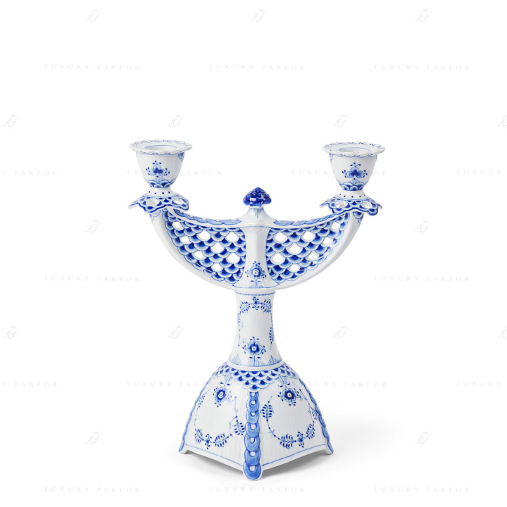 Канделябр на 2 свечи 25,5см коллекции Blue Fluted Full Lace бренда Royal Copenhagen