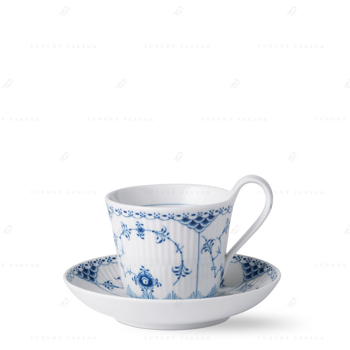 Чашка с блюдцем 0,24л коллекции Blue Fluted Half Lace бренда Royal Copenhagen