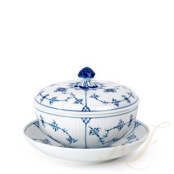 Чаша с блюдцем и с крышкой 0,38л коллекции Blue Fluted Plain бренда Royal Copenhagen