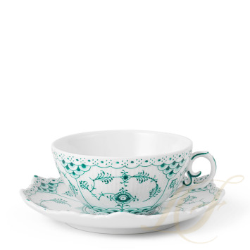 Чашка чайная с блюдцем 0,22л коллекции Emerald Green Fluted Full Lace бренда Royal Copenhagen