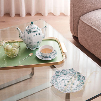 Чашка чайная с блюдцем 0,22л коллекции Emerald Green Fluted Full Lace бренда Royal Copenhagen
