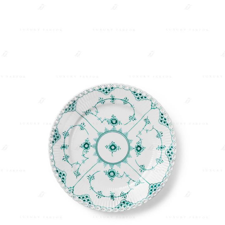 Тарелка десертная 19см коллекции Emerald Green Fluted Full Lace бренда Royal Copenhagen