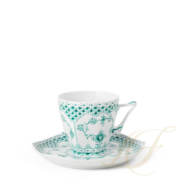 Чашка с блюдцем 0,14л коллекции Emerald Green Fluted Full Lace бренда Royal Copenhagen