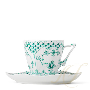 Чашка с блюдцем 0,14л коллекции Emerald Green Fluted Full Lace бренда Royal Copenhagen
