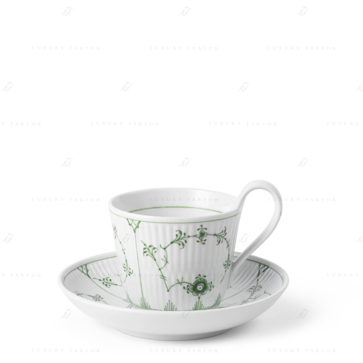Чашка с блюдцем 0,24л коллекции Green Fluted Plain бренда Royal Copenhagen