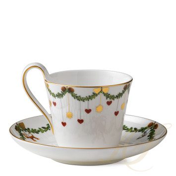 Чашка с блюдцем 0,24л коллекции Star Fluted Christmas бренда Royal Copenhagen