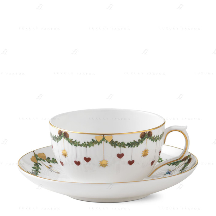 Чашка с блюдцем 0,32л коллекции Star Fluted Christmas бренда Royal Copenhagen