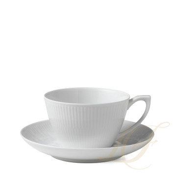 Чашка чайная с блюдцем 0,28л коллекции White Fluted бренда Royal Copenhagen