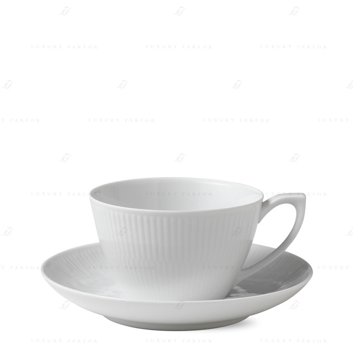 Чашка чайная с блюдцем 0,28л коллекции White Fluted бренда Royal Copenhagen