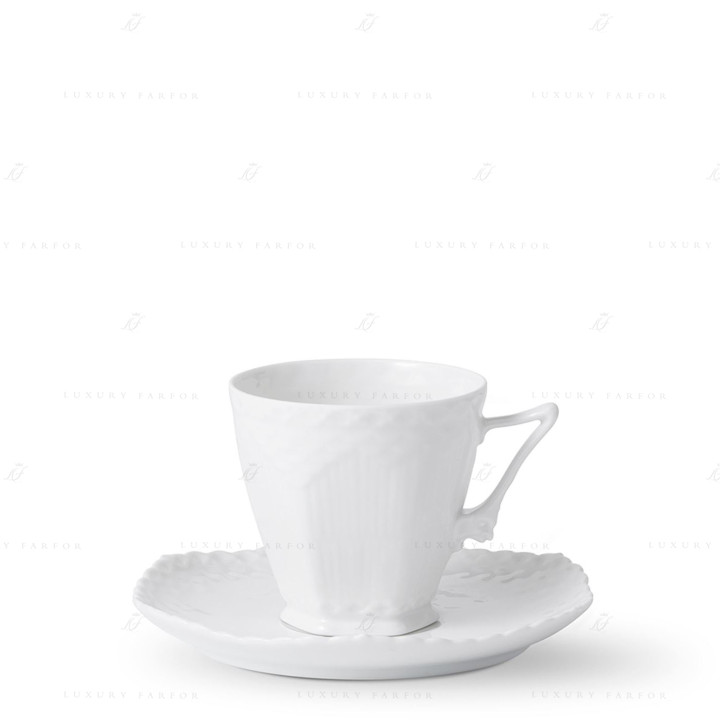 Чашка с блюдцем 0,14л коллекции White Fluted Full Lace бренда Royal Copenhagen