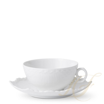 Чашка с блюдцем 0,22л коллекции White Fluted Full Lace бренда Royal Copenhagen