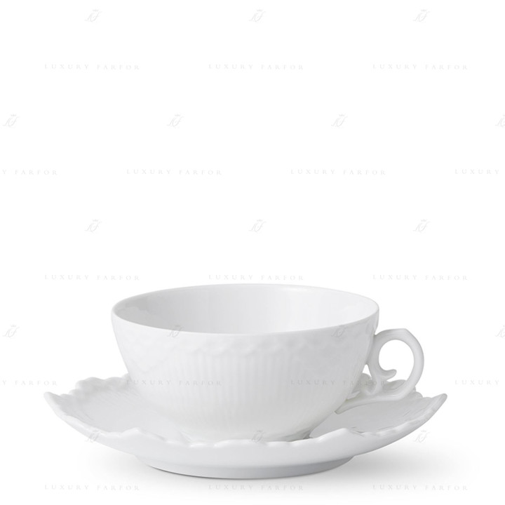 Чашка с блюдцем 0,22л коллекции White Fluted Full Lace бренда Royal Copenhagen