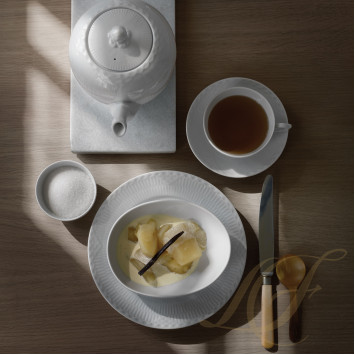 Чашка чайная с блюдцем 0,2л коллекции White Fluted Half Lace бренда Royal Copenhagen
