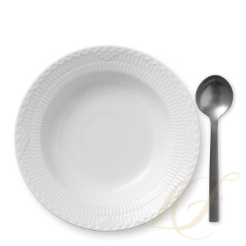 Тарелка глубокая 21см коллекции White Fluted Half Lace бренда Royal Copenhagen