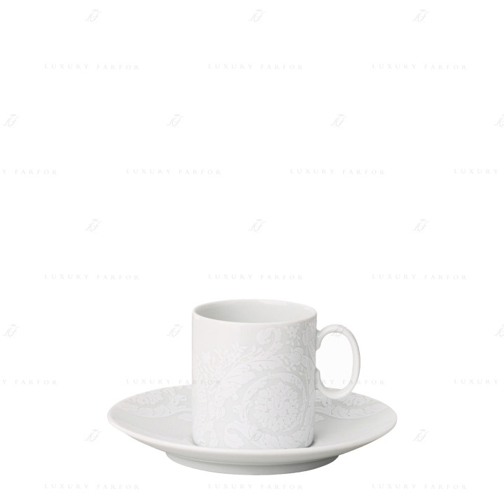 Чашка эспрессо с блюдцем 0,1л коллекции Barocco 92 Bianco бренда Rosenthal Versace