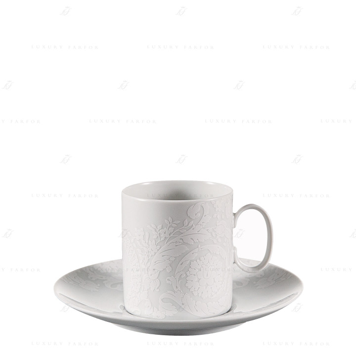 Чашка кофейная с блюдцем 0,23л коллекции Barocco 92 Bianco бренда Rosenthal Versace