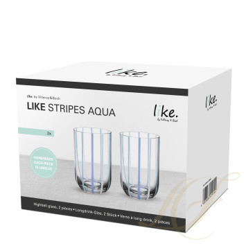 Стакан лонгдринк 0,3л, 2шт. коллекции Like Stripes Aqua бренда VB