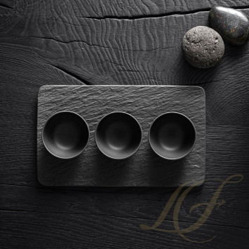 Набор 3 чаши для соуса с подносом 28см коллекции Manufacture Rock бренда VB