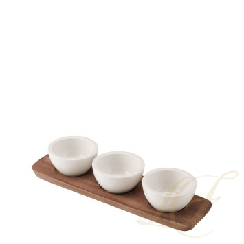 Набор 3 чаши для соуса с подносом 30см коллекции Artesano Original бренда VB