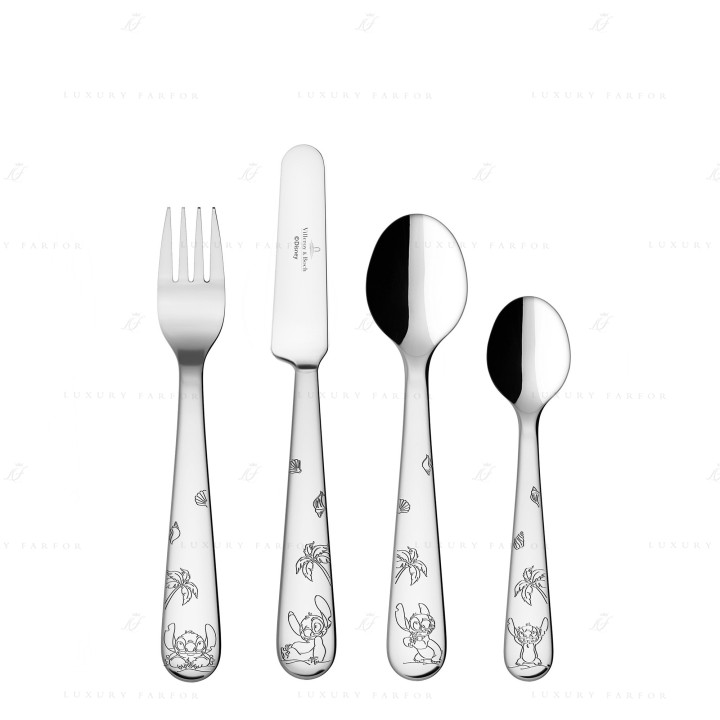 Набор детских столовых приборов из 4 предметов коллекции Disney Stitch бренда VB