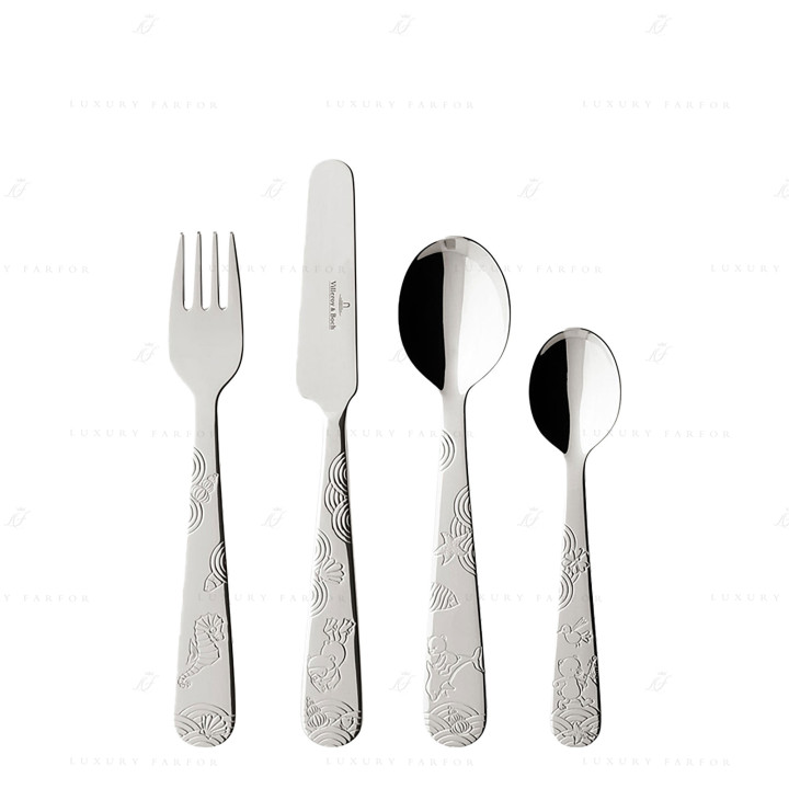 Набор детских столовых приборов из 4 предметов коллекции Happy as a Bear 