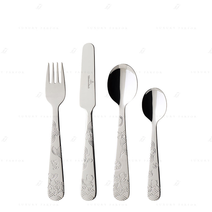 Набор детских столовых приборов из 4 предметов коллекции Happy as a Bear 