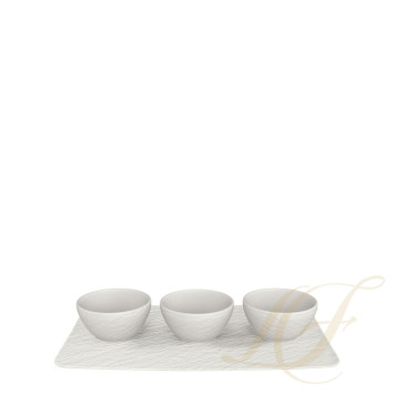 Набор 3 чаши для соуса с подносом 28см коллекции Manufacture Rock Blanc бренда VB